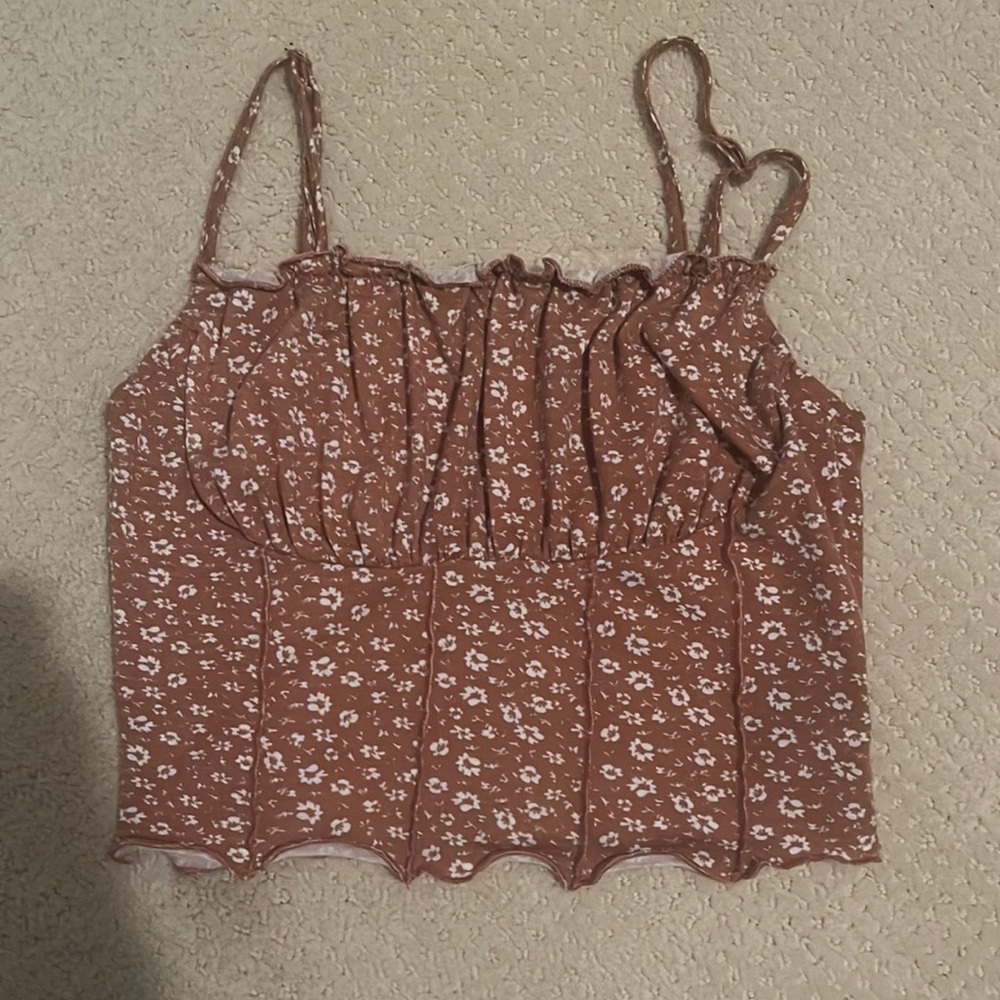 Pink and white cropped top